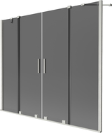 Mexen Velar Duo dvigubas vonios ekranas, 2 dalių, stumdomas, 180 x 150 cm, grafitas, šlifuotas nikelis - 896-180-000-42-97