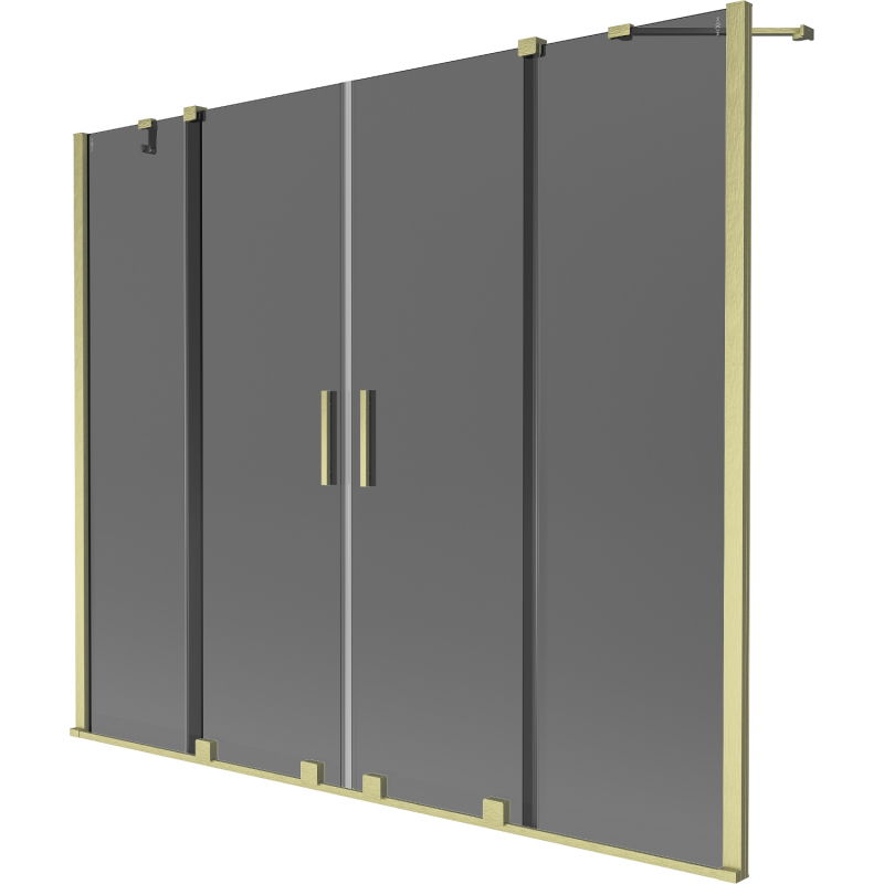 Mexen Velar Duo vonios paravanas 2-dalių slankusis 190 x 150 cm, grafitas, auksinis šlifuotas - 896-190-000-42-55