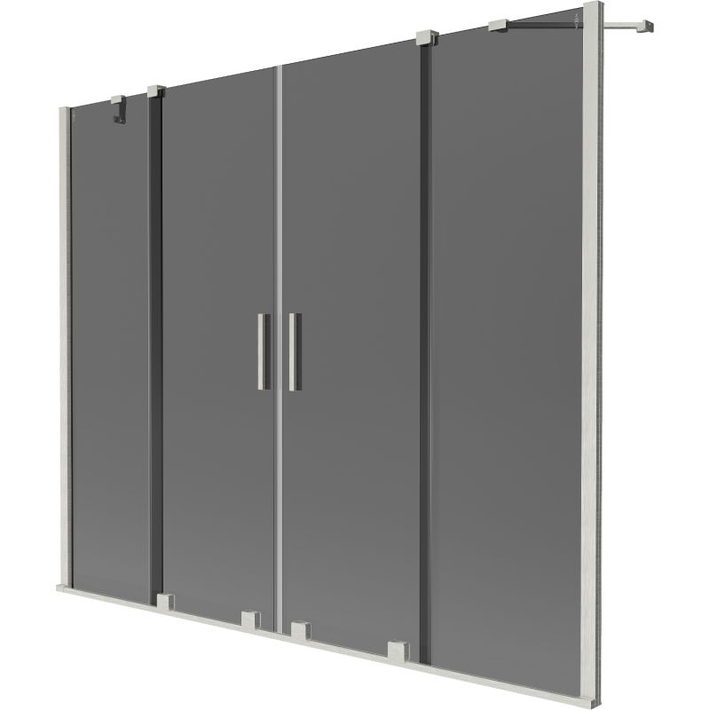 Mexen Velar Duo vonios ekranas, 2-durų slankiojantis 190 x 150 cm, grafitas, šlifuotas nikelis - 896-190-000-42-97