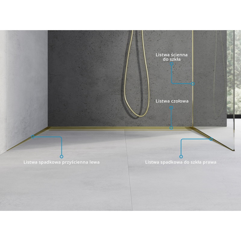 Mexen Line-B nuožulni stiklo juosta 120 cm dešinė, auksinė - 185004120R