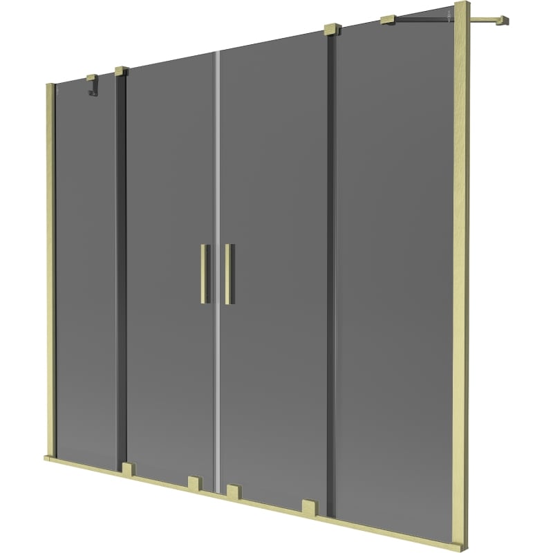 Mexen Velar Duo dviejų dalių stumdomas vonios ekranas 200 x 150 cm, grafitas, šlifuotas auksinis - 896-200-000-42-55