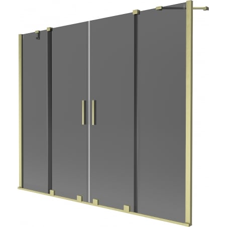Mexen Velar Duo dviejų dalių stumdomas vonios ekranas 200 x 150 cm, grafitas, šlifuotas auksinis - 896-200-000-42-55