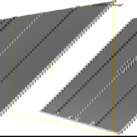 Mexen Velar Duo dvisparnis vonios ekranas, stumdomas 200 x 150 cm, grafito, šlifuotas auksinis - 896-200-000-42-55