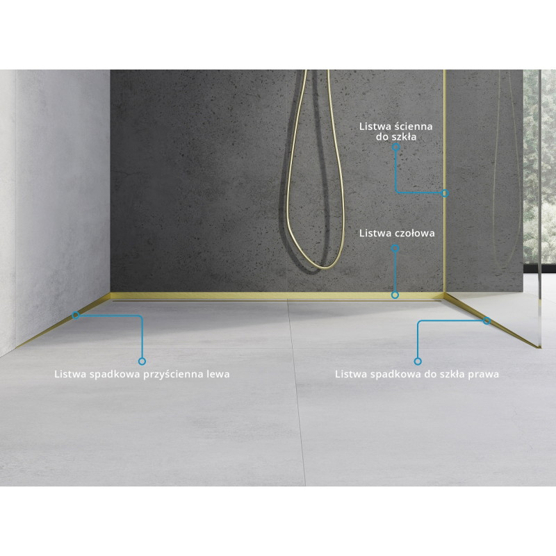 Mexen Line-B nuolydžio juosta stiklui 120 cm dešinė, auksinė šepetė - 185504120R
