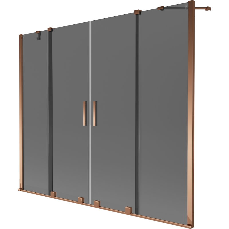 Mexen Velar Duo vonios ekranas 2-durų stumdomas 200 x 150 cm, grafitas, rožinis auksas - 896-200-000-42-60