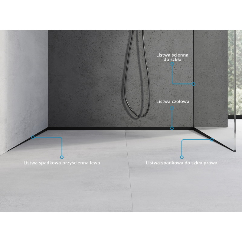 Mexen Line-B 120 cm dešinė stiklo nuolydžio juosta, juoda - 187004120R