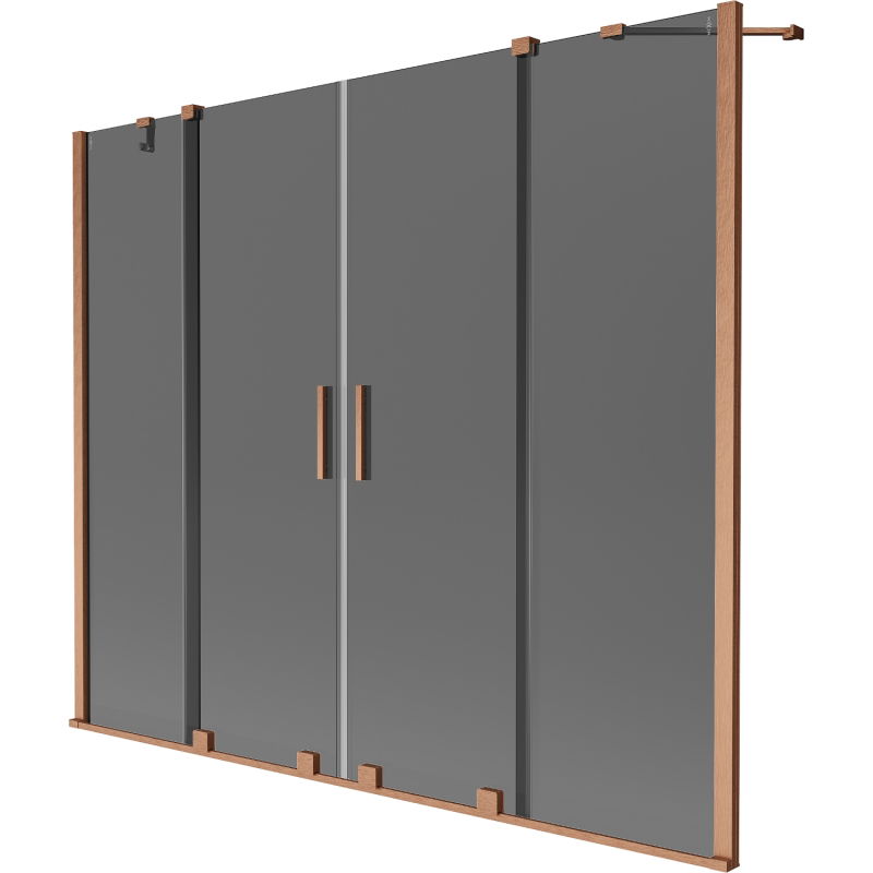 Mexen Velar Duo vonios pertvara 2-jų dalių stumdoma 200 x 150 cm, grafitas, šlifuota varis - 896-200-000-42-65