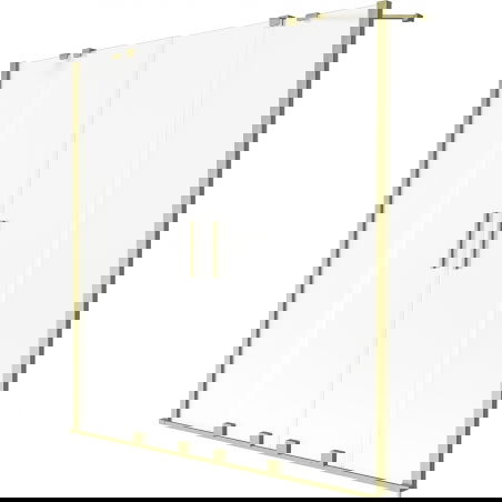 Mexen Velar Duo dviejų dalių slankiojantis vonios ekranas 140 x 150 cm, matinė, auksinė šlifuota - 896-140-000-32-55