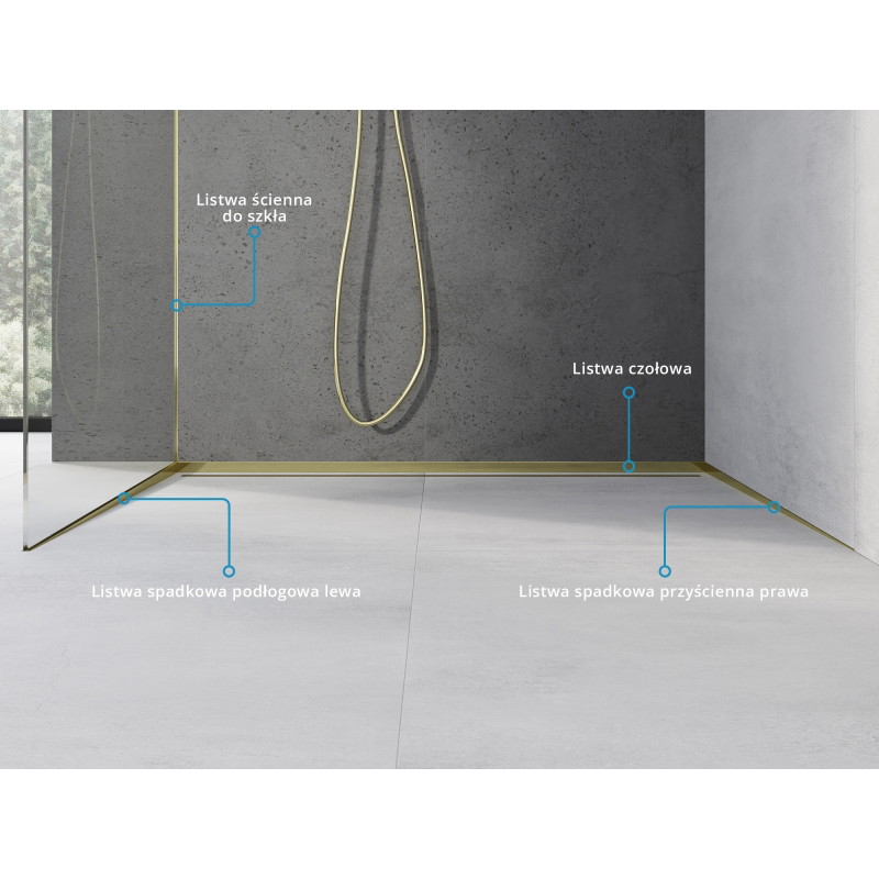 Mexen Line-B nusileidžianti juosta stiklui 180 cm kairė, auksinė - 185004180L