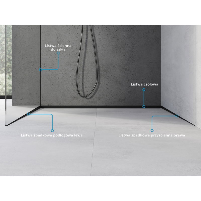 Mexen Line-B stiklo nuolydžio juosta 120 cm kairė, juoda - 187004120L