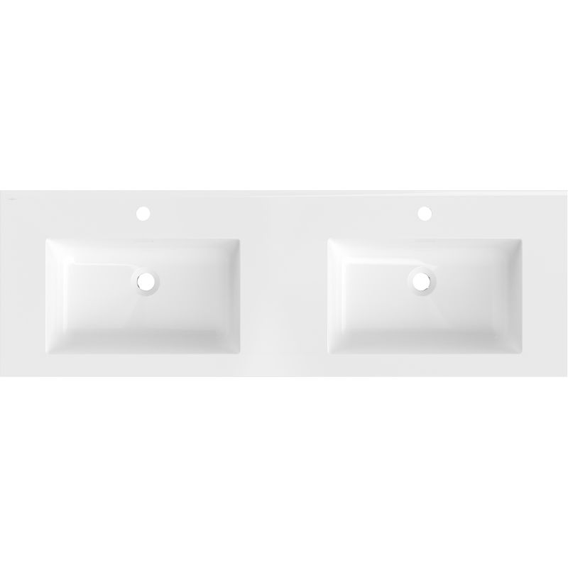 Mexen Otis dviguba įleidžiama į stalviršį kriauklė 141 x 46,5 cm, balta blizgi - 25181400D