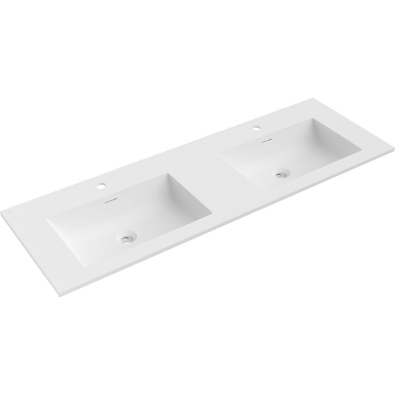 Mexen Otis dvigubas montuojamas ant stalviršio praustuvas 141 x 46,5 cm, baltas matinis - 25181401D