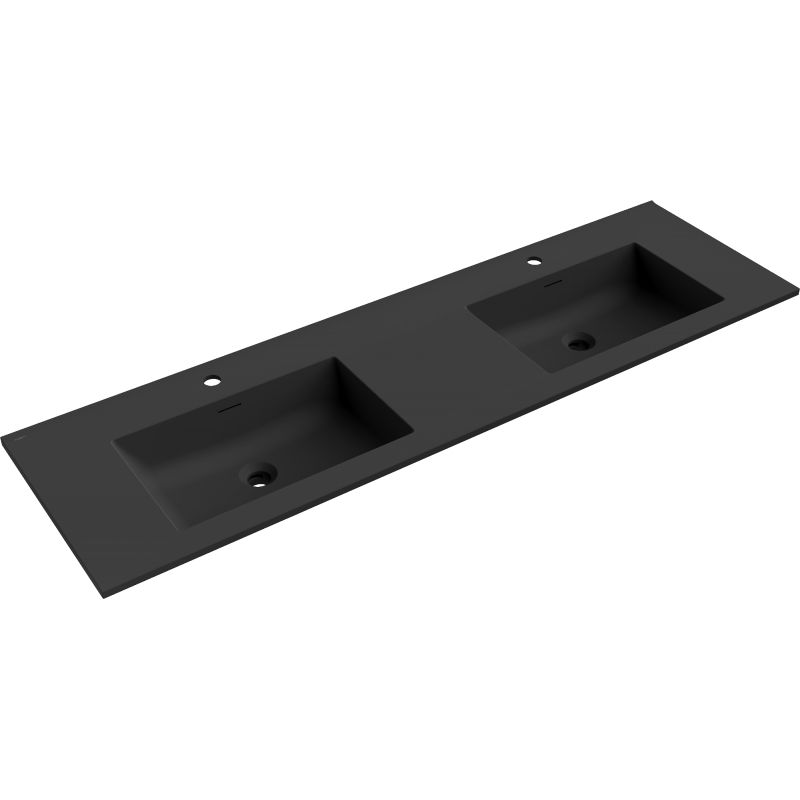 Mexen Otis dvigubas į stalviršį įleidžiamas praustuvas 161 x 46,5 cm, juodas matinis - 25181671D