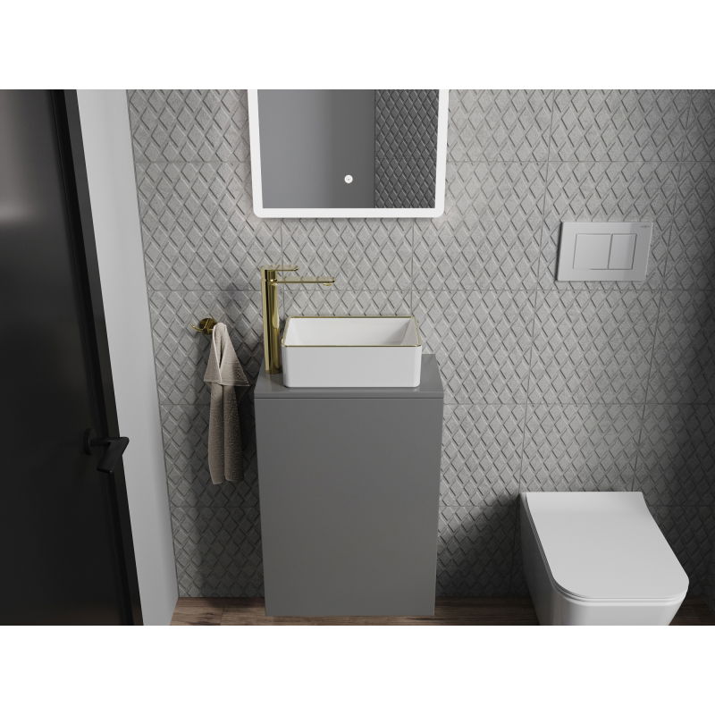 Mexen Nadia stalviršio praustuvas 36 x 23 cm, baltas/auksinis apvadas - 21613605