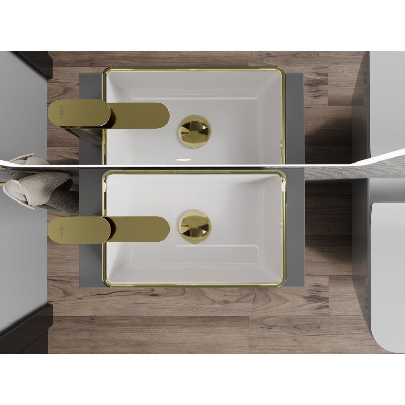 Mexen Nadia stalviršio praustuvas 36 x 23 cm, baltas/auksinis apvadas - 21613605