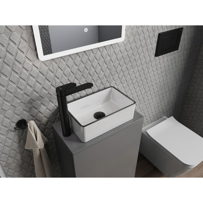 Mexen Nadia praustuvas ant stalviršio 36 x 23 cm, balta/juoda kraštas - 21613607