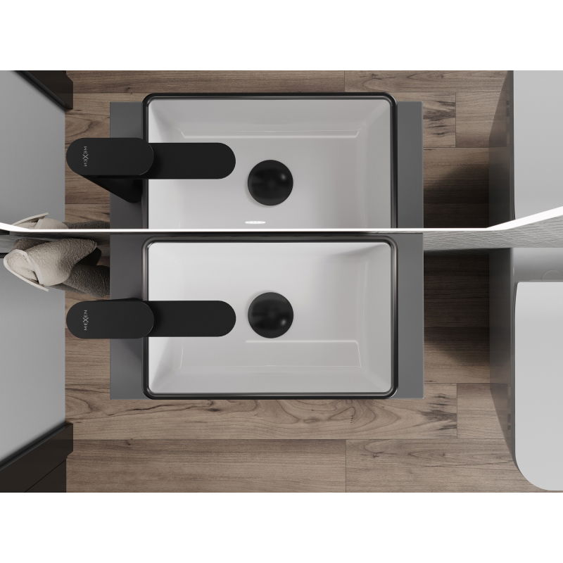 Mexen Nadia praustuvas ant stalviršio 36 x 23 cm, balta/juoda kraštas - 21613607