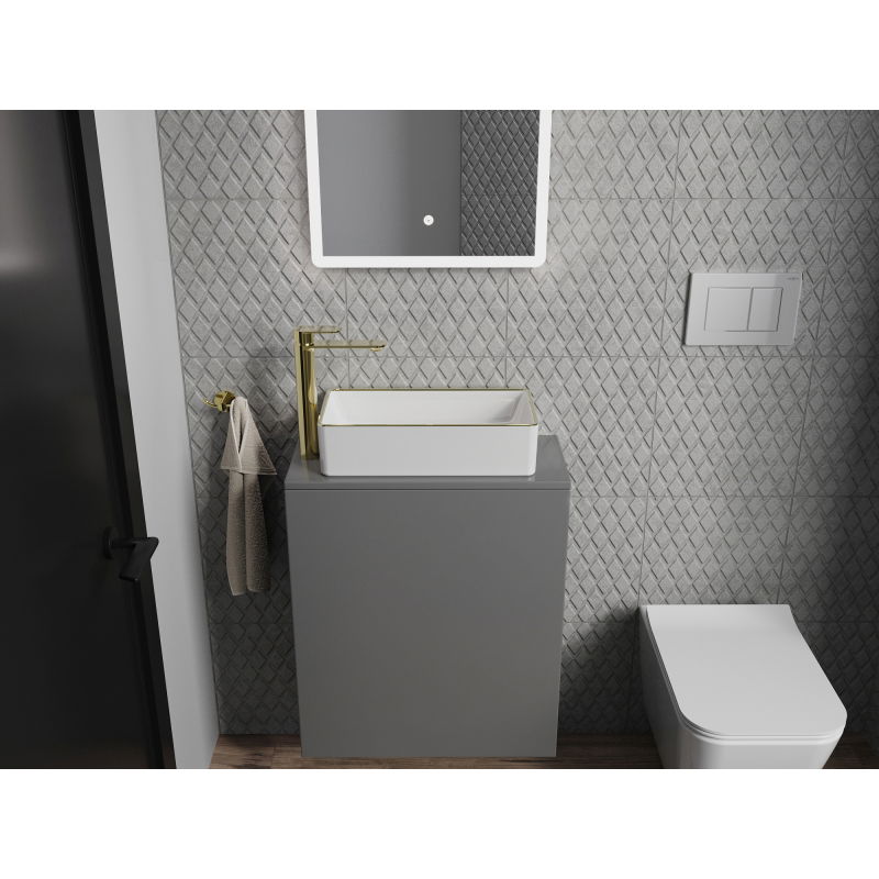 Mexen Nadia praustuvo praustuvo praustuvas 46 x 23 cm, baltas/auksinis kraštas - 21614605