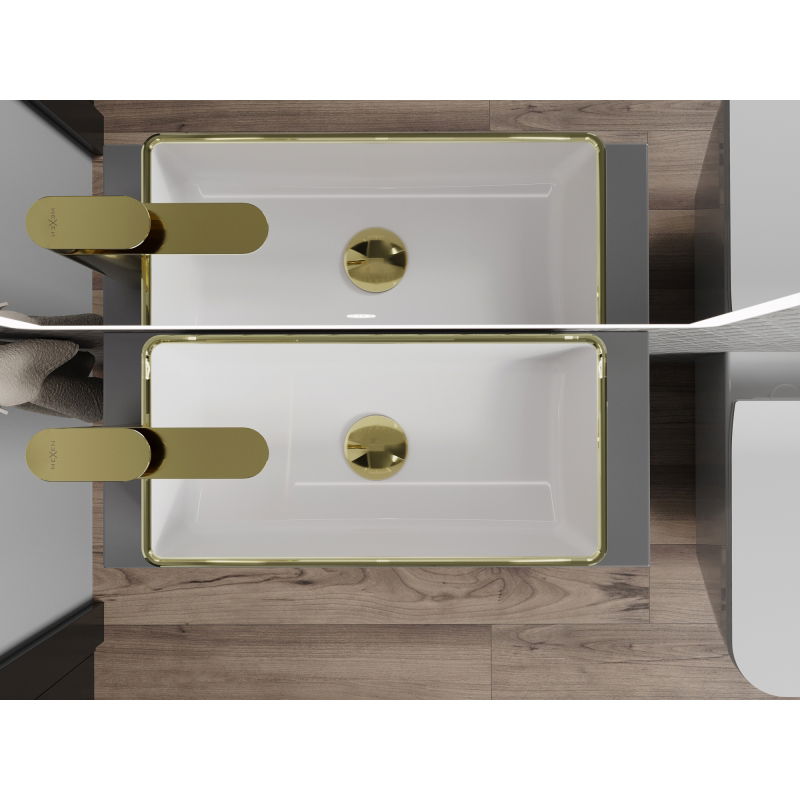 Mexen Nadia praustuvo praustuvo praustuvas 46 x 23 cm, baltas/auksinis kraštas - 21614605