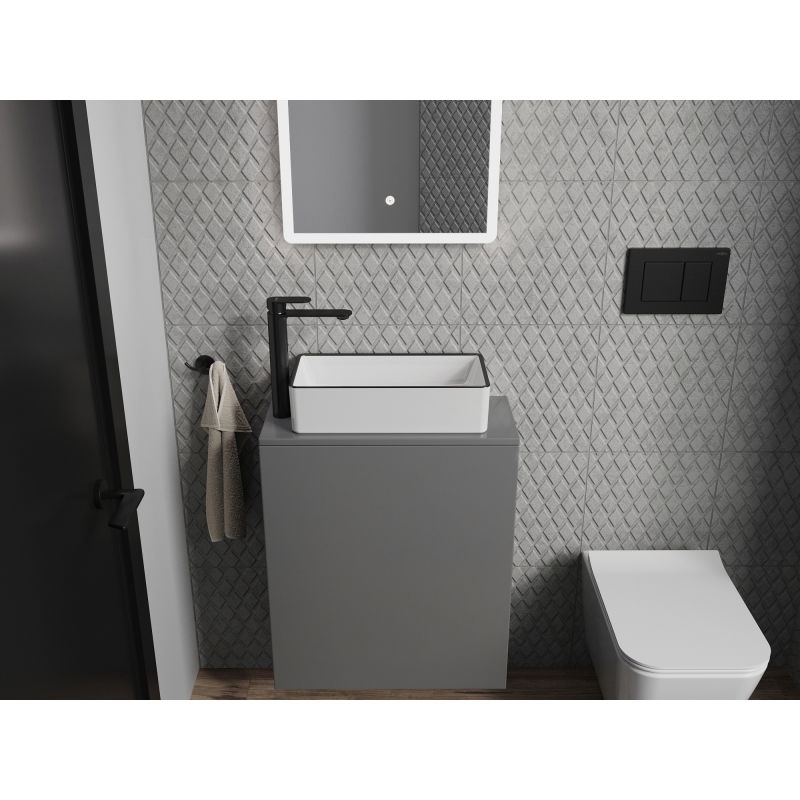 Mexen Nadia ant stalviršio montuojamas praustuvas 46 x 23 cm, baltas/juodas kraštelis - 21614607