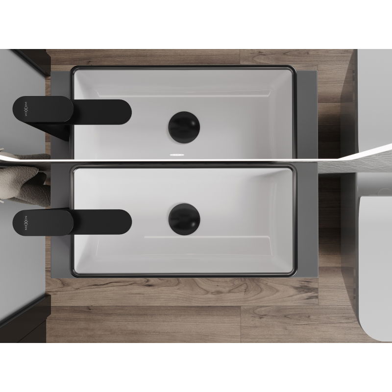 Mexen Nadia ant stalviršio montuojamas praustuvas 46 x 23 cm, baltas/juodas kraštelis - 21614607