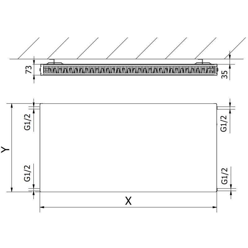 Mexen Flat CF21 plokščias radiatorius 400 x 1200 mm, šoninis jungimas, 953 W, antracitas - W421F-040-120-66