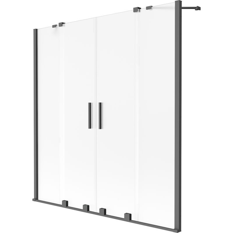 Mexen Velar Duo vonios ekranas 2-dalių slankiojantis 140 x 150 cm, matinė, ginklų metalas - 896-140-000-32-95