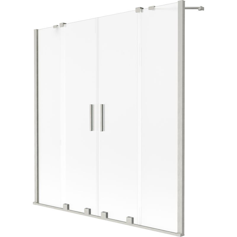 Mexen Velar Duo vonios pertvara, 2 dalių, stumdomoji, 140 x 150 cm, matinė, šlifuotas nikelis - 896-140-000-32-97
