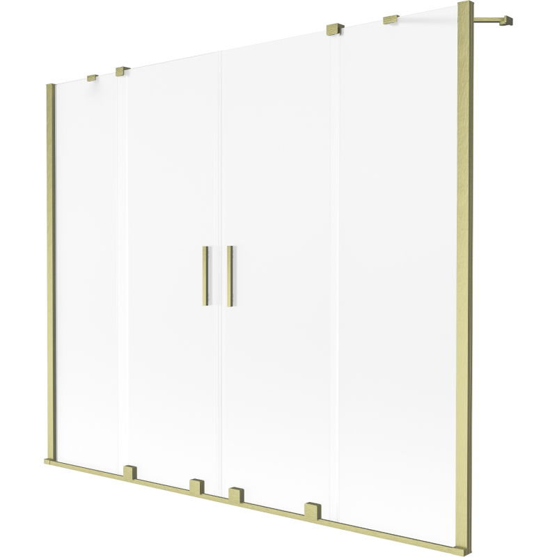 Mexen Velar Duo vonios ekranas, 2-jų dalių slankiojamas 190 x 150 cm, matinė, šlifuotas auksas - 896-190-000-32-55