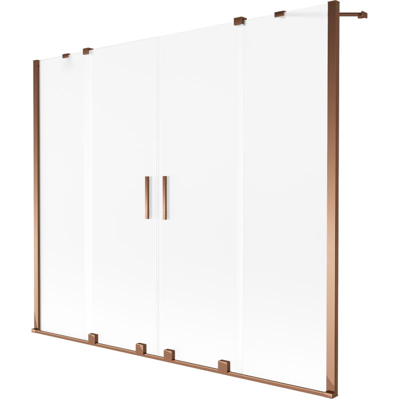Mexen Velar Duo vonios ekrano 2 dalių išstumiamas 190 x 150 cm, šerkšnas, rožinis auksas - 896-190-000-32-60