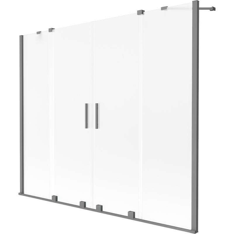 Mexen Velar Dvigubas dušo ekranas, 2 dalių, stumdomas, 190 x 150 cm, matinė danga, gun metal - 896-190-000-32-95