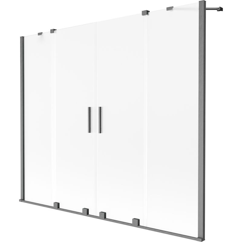 Mexen Velar Duo vonios ekrano dviejų dalių stumdomas 200 x 150 cm, šerkšnas, šešėlinė pilka šlifuota - 896-200-000-32-66