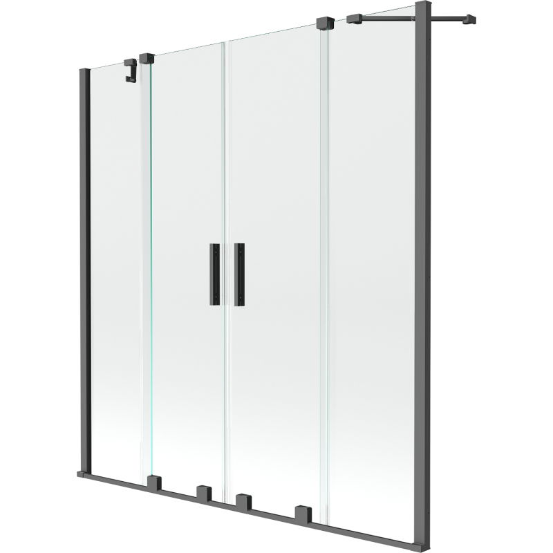 Mexen Velar Duo vonios ekranas, 2 atidaromi varstai, 150 x 150 cm, skaidrus, kulkos metalas - 896-150-000-02-95