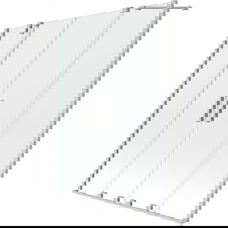 Mexen Velar Dviguba dviejų dalių stumdomoji vonios pertvara 160 x 150 cm, skaidri, šlifuotas nikelis - 896-160-000-02-97