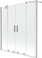 Mexen Velar Dviguba dviejų dalių stumdomoji vonios pertvara 160 x 150 cm, skaidri, šlifuotas nikelis - 896-160-000-02-97