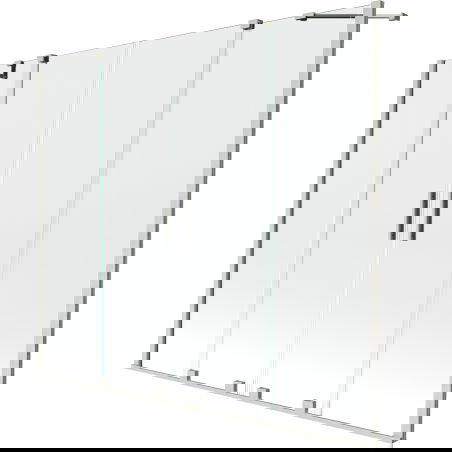 Mexen Velar Dvigubas dviejų dalių stumdomas vonios dušo ekranas 200 x 150 cm, skaidrus, šlifuotas nikelis - 896-200-000-02-97
