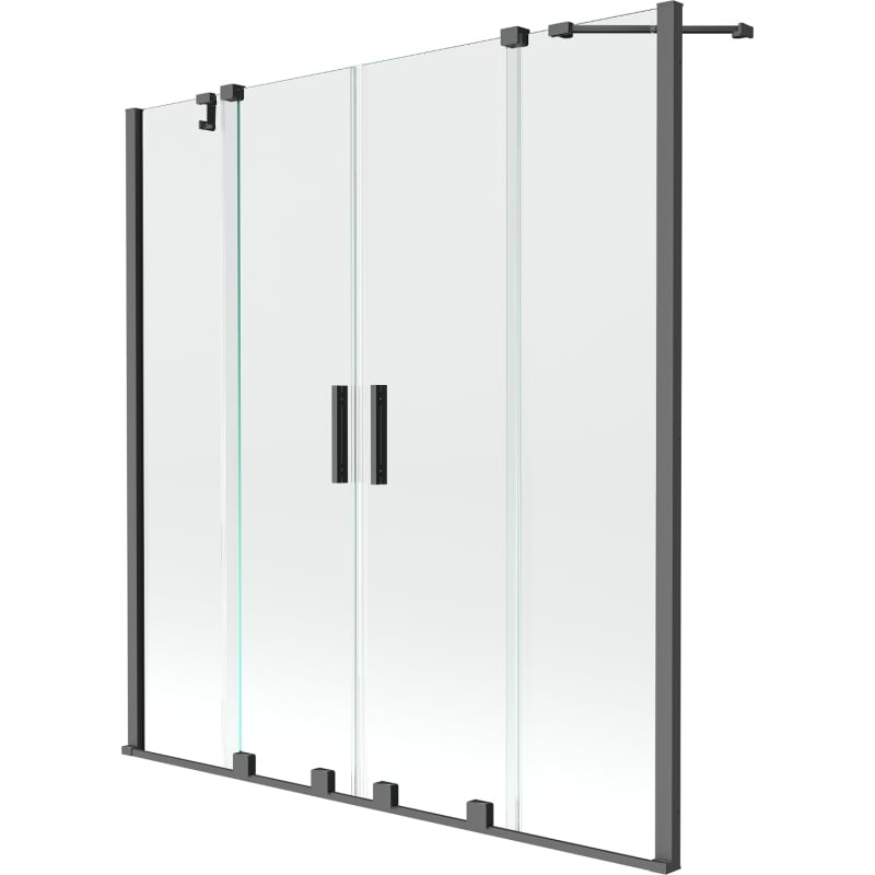 Mexen Velar Duo vonios užuolaida, 2 sparnų, slankiojanti, 140 x 150 cm, skaidri, gun metal - 896-140-000-02-95