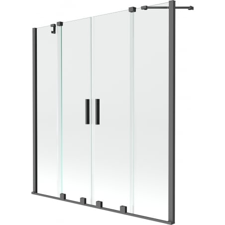 Mexen Velar Duo vonios užuolaida, 2 sparnų, slankiojanti, 140 x 150 cm, skaidri, gun metal - 896-140-000-02-95