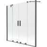 Mexen Velar Duo vonios užuolaida, 2 sparnų, slankiojanti, 140 x 150 cm, skaidri, gun metal - 896-140-000-02-95