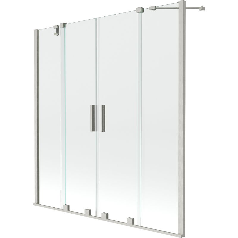 Mexen Velar Duo vonios ekrano 2 dalių slenkantis 140 x 150 cm, permatomas, šepečiu nikelis - 896-140-000-02-97