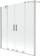 Mexen Velar Duo vonios ekranas, 2 dalių, ištraukiamas, 140 x 150 cm, permatomas, šlifuotas nikelis - 896-140-000-02-97