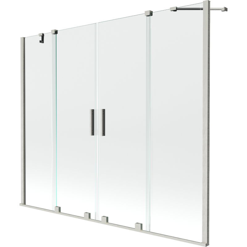 Mexen Velar Duo vonios ekranas, 2-jų dalių slankiojantis 170 x 150 cm, permatomas, šlifuotas nikelis - 896-170-000-02-97