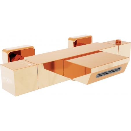 Mexen Cube termostatinis vonios maišytuvas, rožinis auksas - 77360-60