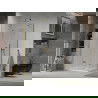Mexen Lima sulankstoma dušo kabina 70 x 80 cm, Skaidrus, Auksinė + dušo padėklas Flat - 856-070-080-50-00-4010
