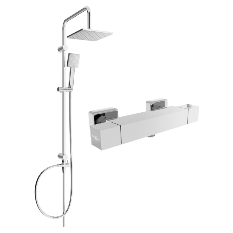 Mexen Cube Tord paviršinis dušo komplektas su lietaus dušo galvute ir termostatiniu dušo maišytuvu, chromas - 77200200-00
