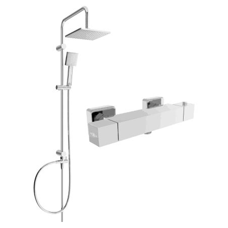 Mexen Cube Tord paviršinis dušo komplektas su lietaus dušo galvute ir termostatiniu dušo maišytuvu, chromas - 77200200-00