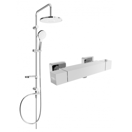 Mexen Cube Erik išorinis dušo komplektas su termostatiniu lietaus dušu ir dušo maišytuvu, chromas - 77200205-00