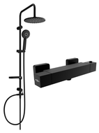 Mexen Cube Carl paviršinis dušo rinkinys su lietaus dušu ir termostatine dušo maišytuvu, juodas - 77200240-70