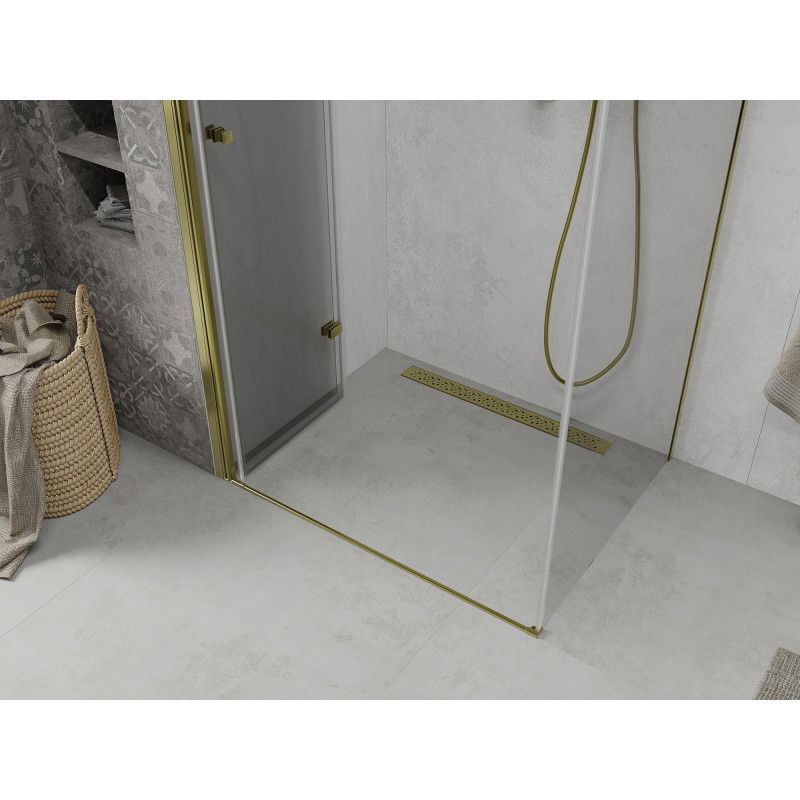 Mexen Lima sudedama dušo kabina 80 x 90 cm, permatoma, auksinė - 856-080-090-50-00