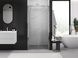 Mexen Exo-B Duo dvigubos varstomos dušo durys 90 cm, skaidrios, chromas - 814-090-000-01-00